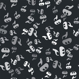 Grey Donation food icon isolated seamless pattern on black background. Vector