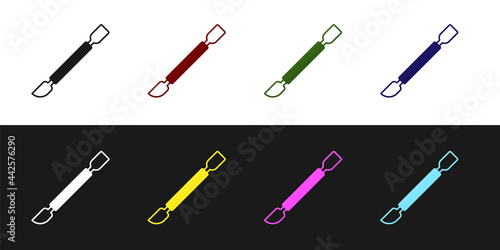 Set Cuticle pusher icon isolated on black and white background. Tool for manicure. Vector