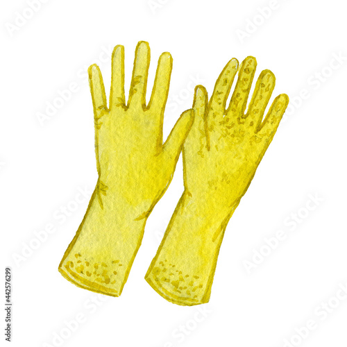Rubber gloves for cleaning watercolor clip art