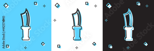 Set Diving knife icon isolated on blue and white, black background. Vector