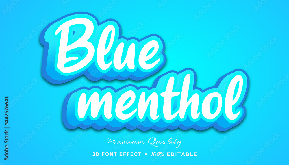 Blue menthol 3d - editable text effect
