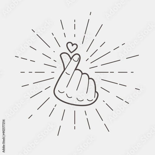 Korean heart sign. Vintage finger love symbol.  I love you hand gesture. 