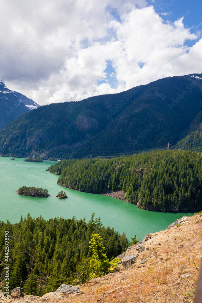 Diablo Lake reservoir at North Cascades National Park in Summer. Washington State.