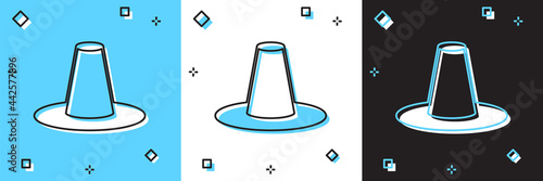 Set Traditional korean hat icon isolated on blue and white, black background. Vector