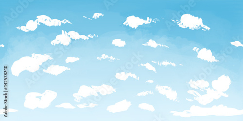 cartoon 360 panoramic background with sky and clouds