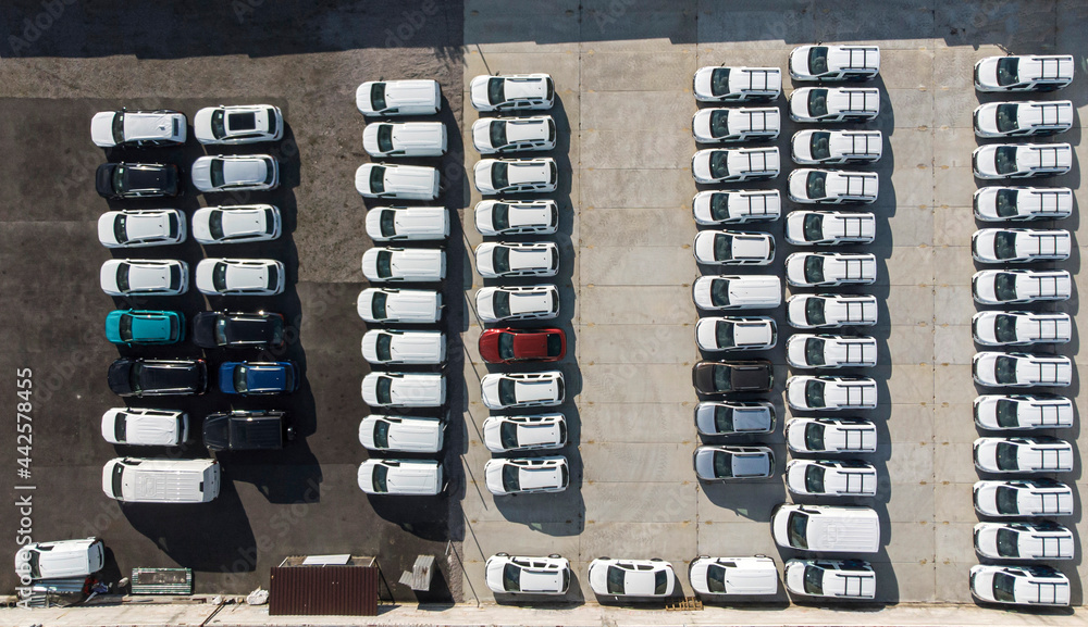 custom made wallpaper toronto digitalAerial. Car parking. Top view from drone.