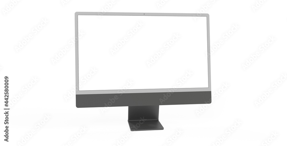 Computer display mock up with blank white screen. Stylish desktop computer mockup. Computer display mock up with blank white screen. Stylish desktop computer mockup.