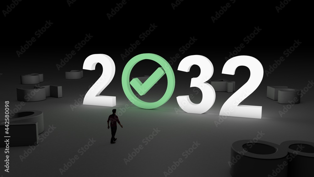 3D Illustration Of The Number 2032 With Check Mark Icon With And Man   1000 F 442580098 Vweo10u2ee9kHcxPNkKzgC8VDGB9AiMt 