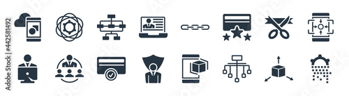 general filled icons. glyph vector icons such as digital transformation, classification, e-privacy, coworking, inauguration, information architecture, chain, core values sign isolated on white