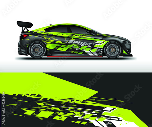 Decal Car Wrap Design Vector. Graphic Abstract Stripe Racing Background For Vehicle, Race car, Rally, Drift Ready Print Eps 10