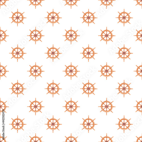 Wallpaper Mural Seamless pattern of a brown ship wheel on the white background Torontodigital.ca