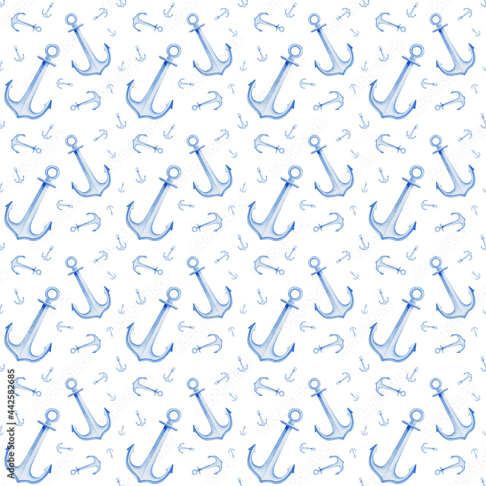 Simple repeated anchor pattern on the white background