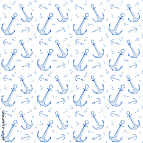 Simple repeated anchor pattern on the white background