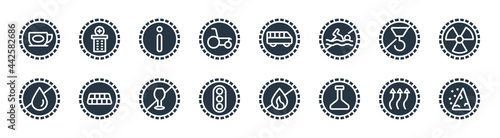 signs filled icons. glyph vector icons such as landslide, chemical products, traffic, no water, no hoist, info, bus, hospital sign isolated on white background.