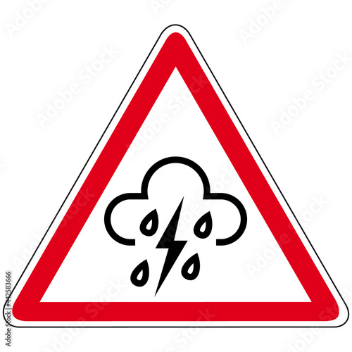 Blitz, Gewitter, Unwetter, starker Regen - Warnzeichen, Achtung Schild