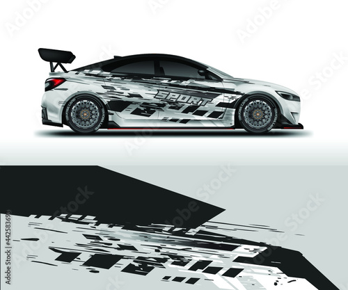 Decal Car Wrap Design Vector. Graphic Abstract Stripe Racing Background For Vehicle, Race car, Rally, Drift Ready Print Eps 10