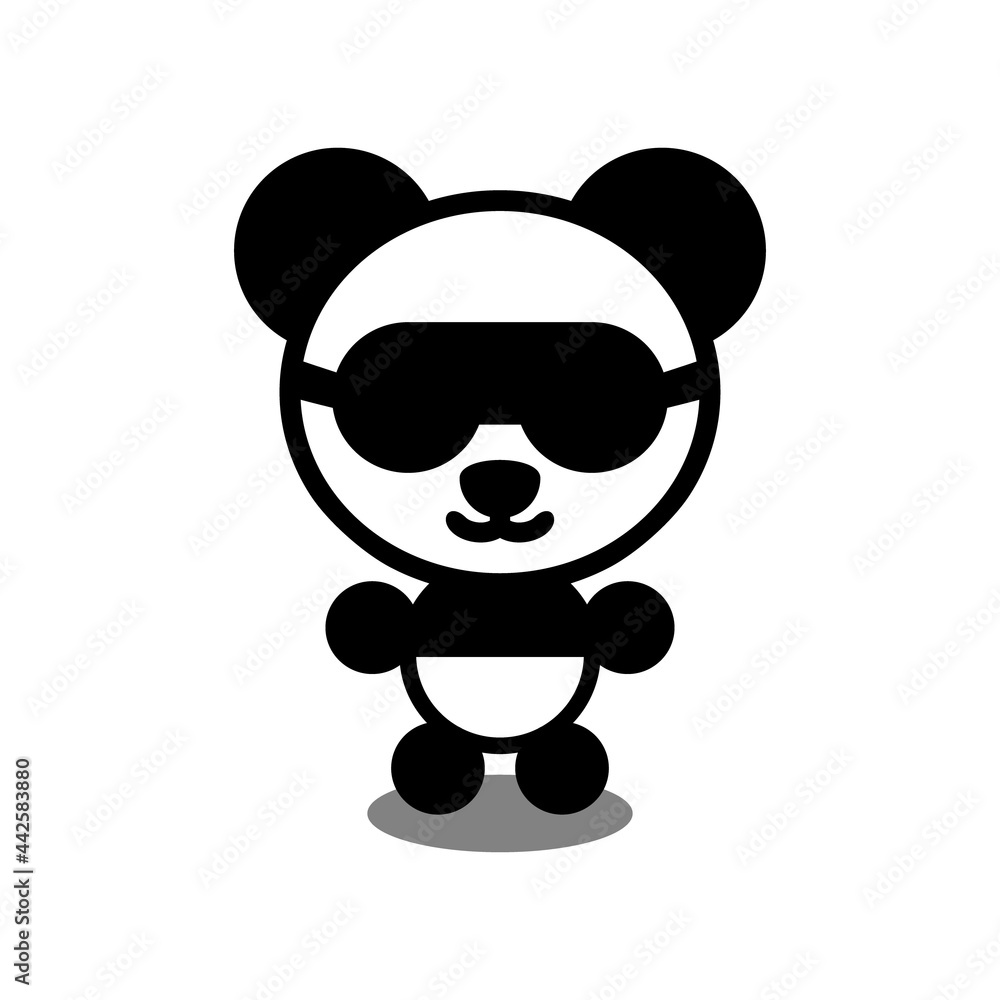 Naklejka premium Simple Mascot Vector Logo Design of Panda wearing glasses