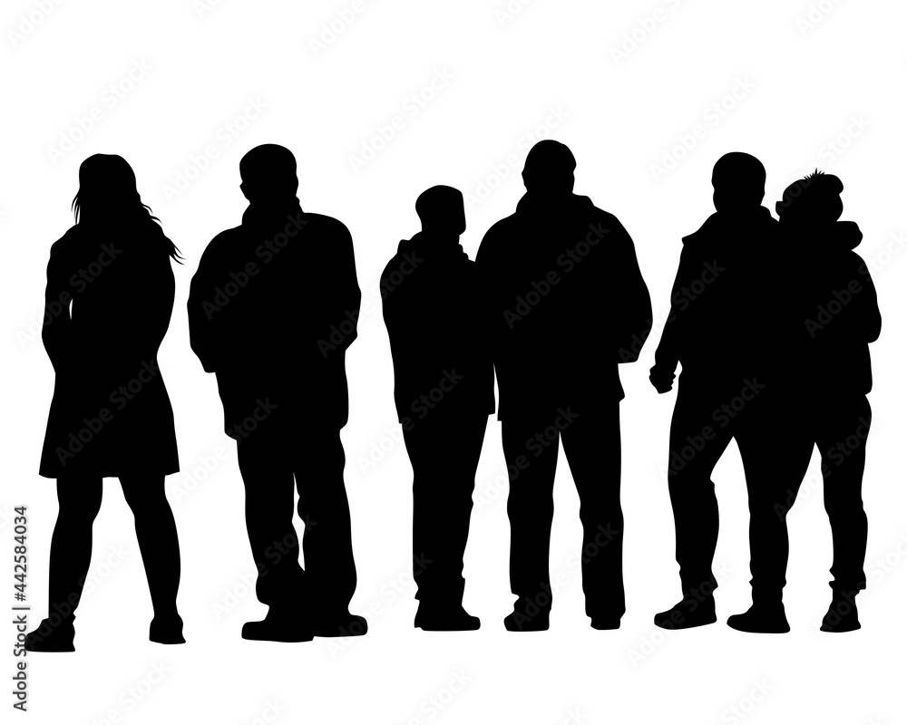 Big crowds people on street. Isolated silhouette on a white background Big crowds people on street. Isolated silhouette on a white background