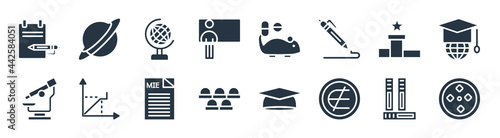 education filled icons. glyph vector icons such as parasites, is not an element of, grandstand, biology microscope, top, classroom globe, experimentation, planet saturn sign isolated on white