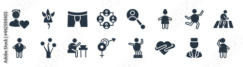 people filled icons. glyph vector icons such as on call, love yourself, sex, man, feel free, man underwear, people searcher, null sign isolated on white background.