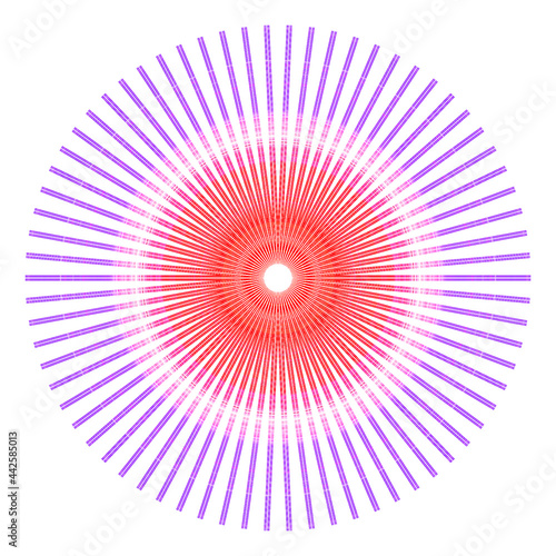Creative multicolored dotted round symbol. Abstract symmetrical logo. Mosaic colors beautiful pattern. Circle lines modern pixel floral art icon. Colored pattern ornament wheel decorative illustration