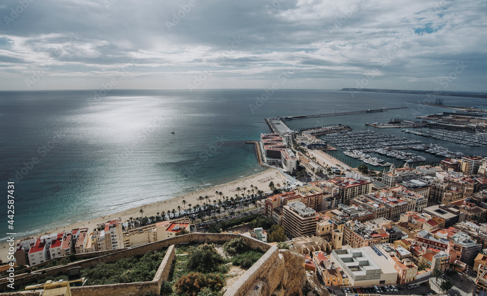 Alicante port, view from Castillo de Santa Bárbara, Alicante, Spain