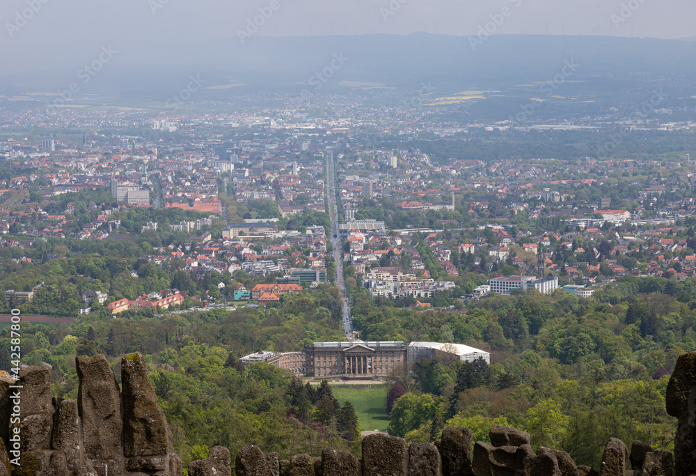 Overview of kassel city surrounded by a greenbelt of trees