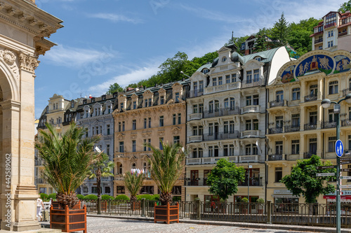 Spa architecture of famous great Czech spa town Karlovy Vary (Karlsbad) in the western part of the Czech Republic, Europe