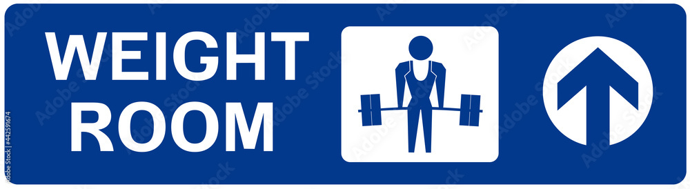 A sign that indicates the gym room or weight room. A sign that indicates the gym room or weight room.