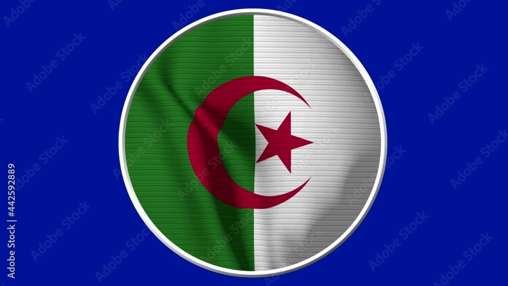 Algeria Circular Flag Loop - Realistic 4K flag waving in the wind. Seamless loop with highly detailed fabric texture. Loop ready in 4k resolution Algeria Circular Flag Loop - Realistic 4K flag waving in the wind. Seamless loop with highly detailed fabric texture. Loop ready in 4k resolution