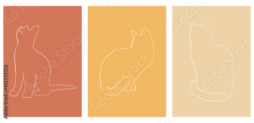 Hand drown silhouette cats set