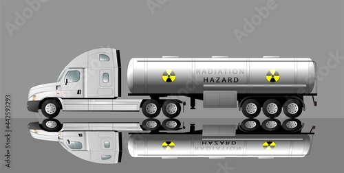 Modern American car with a tank for the transportation of liquid radioactive waste.