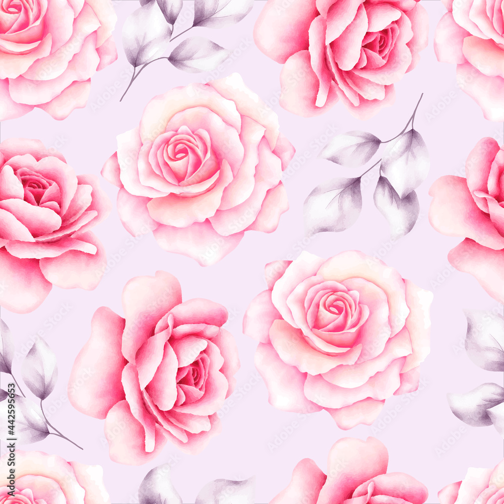 Fototapeta premium Beautiful watercolor floral seamless pattern