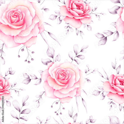 Fototapeta Naklejka Na Ścianę i Meble -  Beautiful watercolor floral seamless pattern