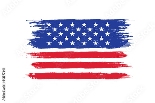 Grunge usa strip and stars - flag - blue and red