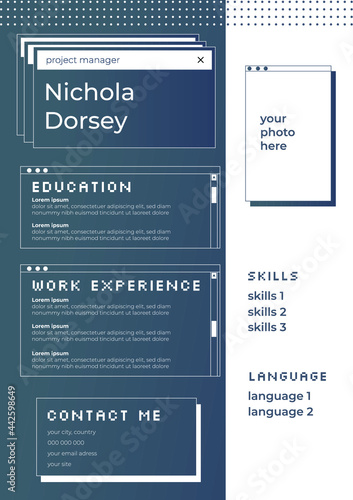 cv IT resume windows retrowave work template 90s