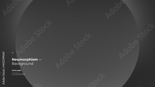 Abstract Background, Homepage, Landing page, Wallpaper Designs. Monochrome dark illustration. 3d geometric shapes. Decorative neumorphism backdrop.