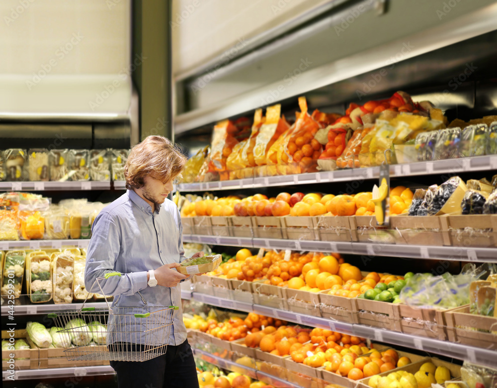 Man buying fruits and vegetables  at the market