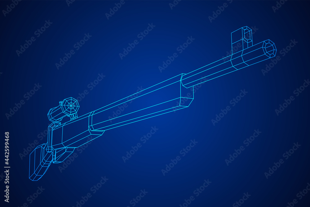 Sniper bolt-action rifle mosin nagant. Wireframe low poly mesh vector illustration. Sniper bolt-action rifle mosin nagant. Wireframe low poly mesh vector illustration.