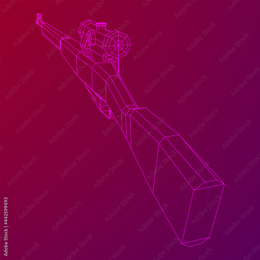 Obraz premium Sniper bolt-action rifle mosin nagant. Wireframe low poly mesh vector illustration.