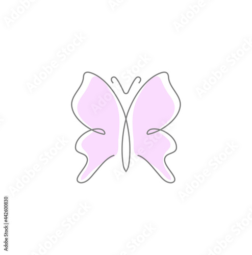 Flying Butterfly Logo minimalist one line style
