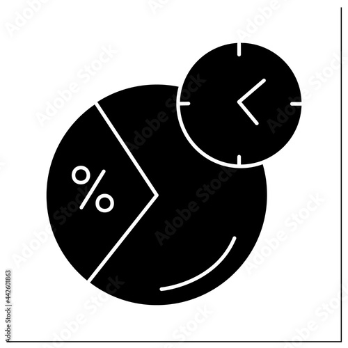 Daily value glyph icon. Daily nutrition supplements percentage. Eat period. Portion control. Healthy, balanced nutrition.Diet. Nutrition facts.Filled flat sign. Isolated silhouette vector illustration