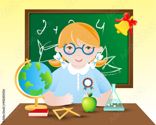  Student at a desk in a lesson 