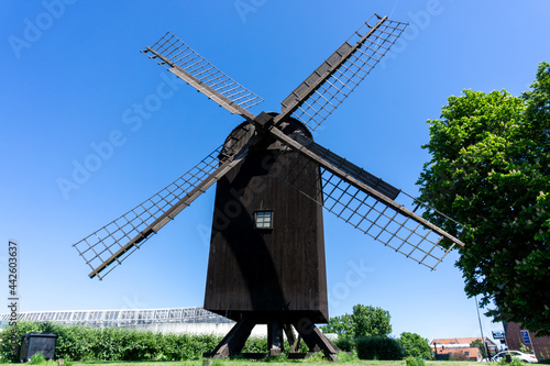 hstoric wooden windmill in the botanical garden in Aarhus photo