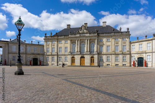 view of Christian VII Palace on the Amalienborg Castle Square in Copenhagen