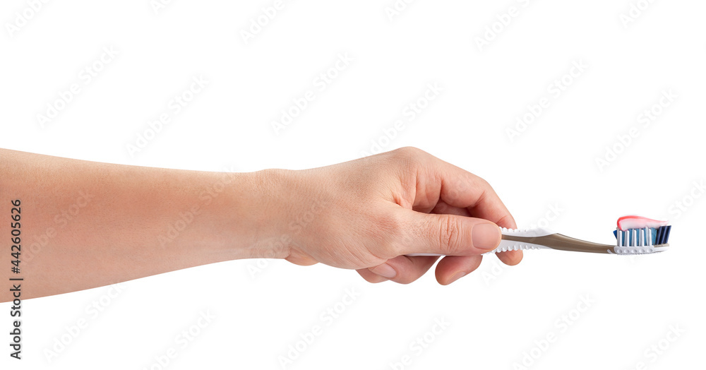 toothbrush in hand path isolated on white toothbrush in hand path isolated on white
