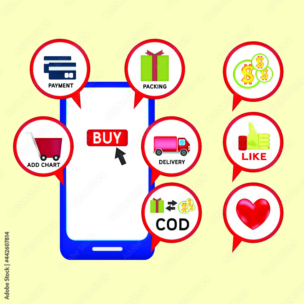 phone with icons online shoping concept