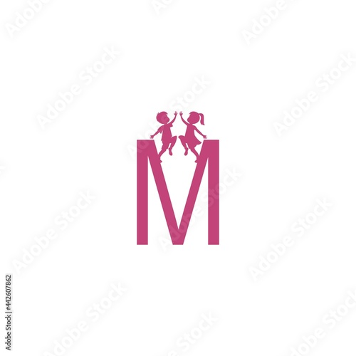 Letter M and kids icon logo design vector