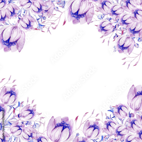Hand drawn pink floral composition