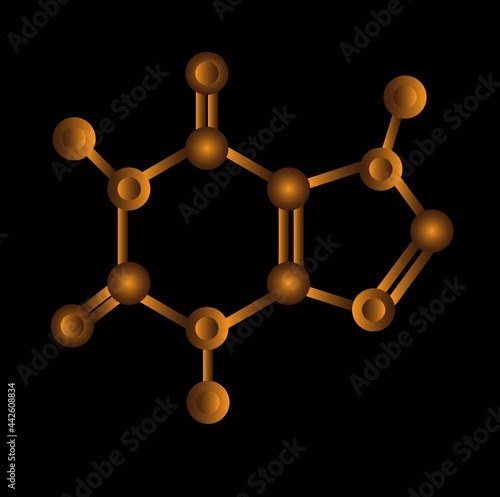 3d model of caffeine molecule. Structural realistic vector illustration of a coffee particule.